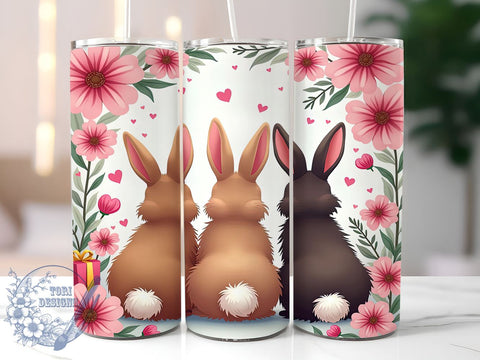 Easter Bunny Floral Tumbler Wrap, 20oz Sublimation Design, Floral Bunny Wrap, Digital Download Tumbler, Spring Drinkware, Cute Easter Design, Floral Tumbler Art, Holiday Sublimation Wrap Sublimation ToriDesigns 