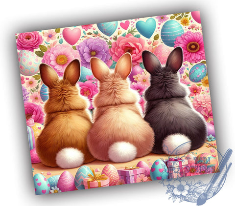 Easter Bunny Floral Tumbler Wrap, 20oz Sublimation Design, Floral Bunny Wrap, Digital Download Tumbler, Spring Drinkware, Cute Easter Design, Floral Tumbler Art, Holiday Sublimation Wrap Sublimation ToriDesigns 