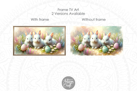 Easter bunny Frame TV art, Easter eggs, cute Easter bunnies Digital Pattern Artisan Craft SVG 