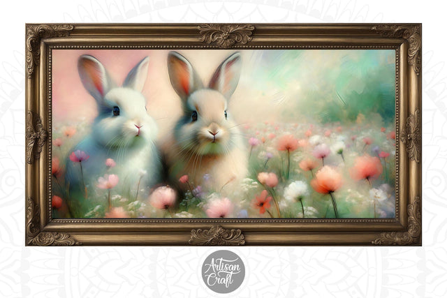 Easter bunny Frame TV art, vintage frame Digital Pattern Artisan Craft SVG 