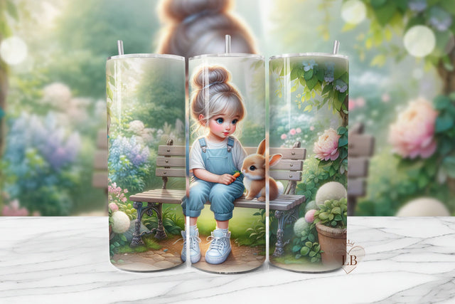 Easter Bunny Garden Tumbler Wrap PNG Sublimation BijouBay 