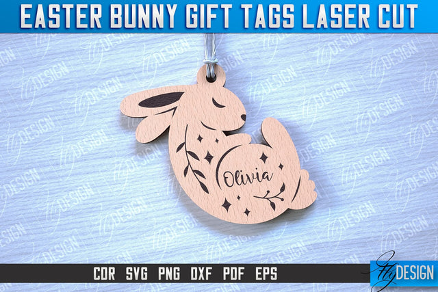 Easter Bunny Gift Tag Laser Cut Design | Easter Day Design | Gift Tag Design SVG Fly Design 