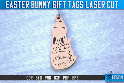 Easter Bunny Gift Tag Laser Cut Design | Easter Day Design | Gift Tag Design SVG Fly Design 