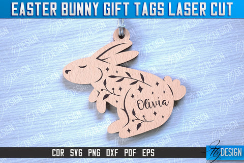 Easter Bunny Gift Tag Laser Cut Design | Easter Day Design | Gift Tag Design SVG Fly Design 