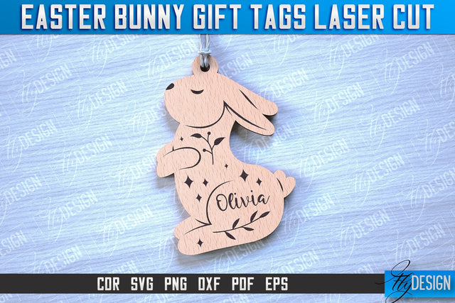 Easter Bunny Gift Tag Laser Cut Design | Easter Day Design | Gift Tag Design SVG Fly Design 