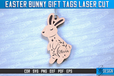 Easter Bunny Gift Tag Laser Cut Design | Easter Day Design | Gift Tag Design SVG Fly Design 