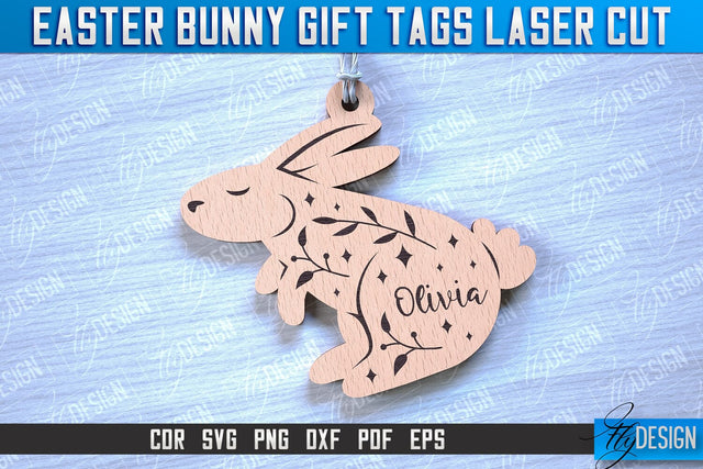 Easter Bunny Gift Tag Laser Cut Design | Easter Day Design | Gift Tag Design SVG Fly Design 