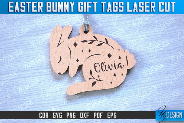 Easter Bunny Gift Tag Laser Cut Design | Easter Day Design | Gift Tag Design SVG Fly Design 