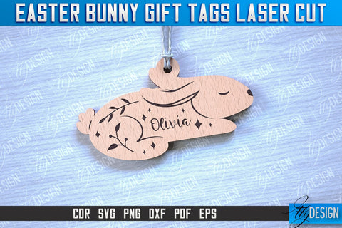 Easter Bunny Gift Tag Laser Cut Design | Easter Day Design | Gift Tag Design SVG Fly Design 