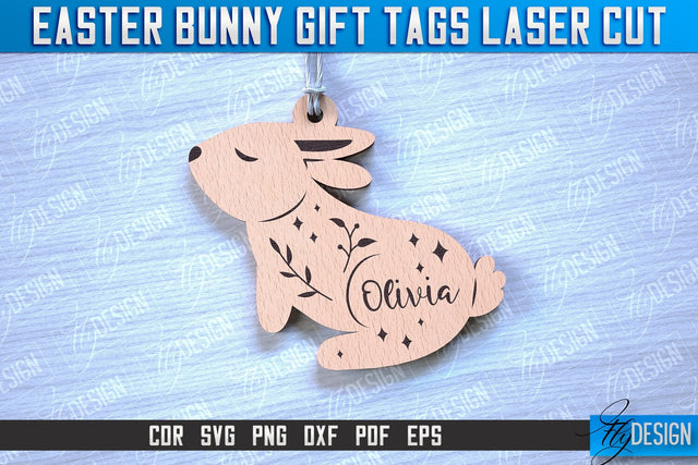 Easter Bunny Gift Tag Laser Cut Design | Easter Day Design | Gift Tag Design SVG Fly Design 