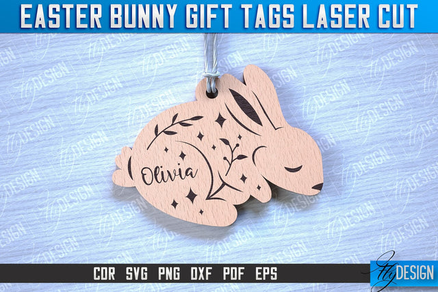 Easter Bunny Gift Tag Laser Cut Design | Easter Day Design | Gift Tag Design SVG Fly Design 