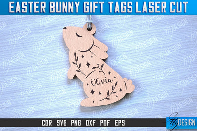Easter Bunny Gift Tag Laser Cut Design | Easter Day Design | Gift Tag Design SVG Fly Design 