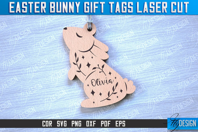 Easter Bunny Gift Tag Laser Cut Design | Easter Day Design | Gift Tag Design SVG Fly Design 