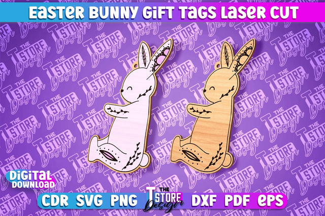 Easter Bunny Gift Tag Laser Cut Design | Easter Day Design | Gift Tag Design SVG The T Store Design 