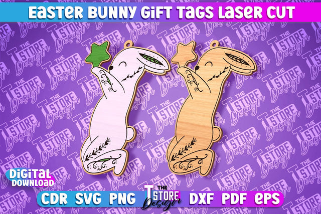 Easter Bunny Gift Tag Laser Cut Design | Easter Day Design | Gift Tag Design SVG The T Store Design 