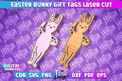 Easter Bunny Gift Tag Laser Cut Design | Easter Day Design | Gift Tag Design SVG The T Store Design 