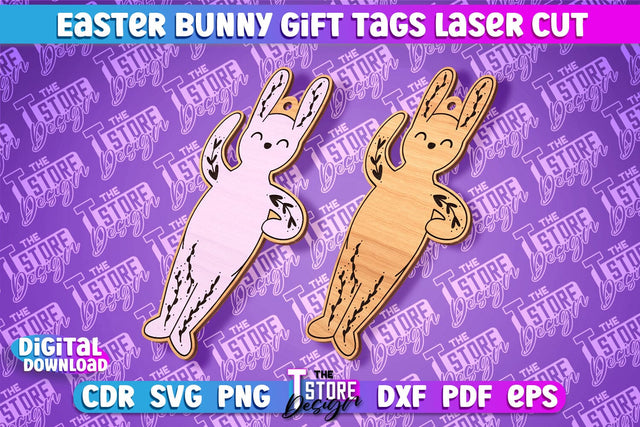 Easter Bunny Gift Tag Laser Cut Design | Easter Day Design | Gift Tag Design SVG The T Store Design 