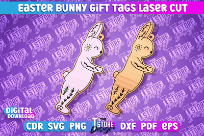 Easter Bunny Gift Tag Laser Cut Design | Easter Day Design | Gift Tag Design SVG The T Store Design 