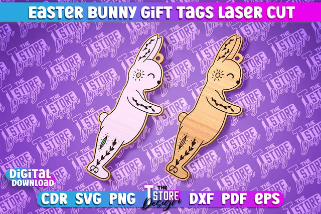 Easter Bunny Gift Tag Laser Cut Design | Easter Day Design | Gift Tag Design SVG The T Store Design 