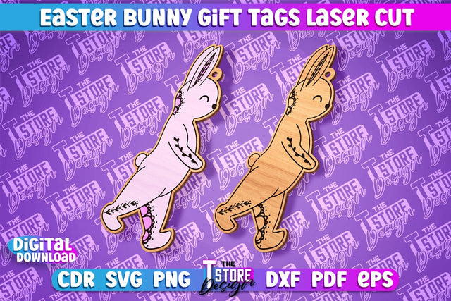 Easter Bunny Gift Tag Laser Cut Design | Easter Day Design | Gift Tag Design SVG The T Store Design 