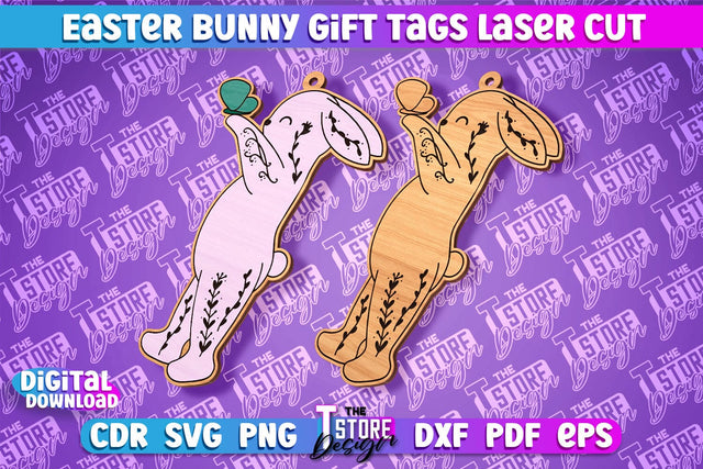 Easter Bunny Gift Tag Laser Cut Design | Easter Day Design | Gift Tag Design SVG The T Store Design 