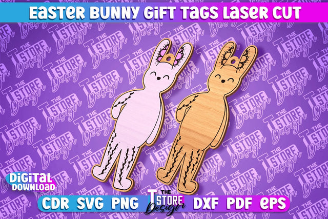 Easter Bunny Gift Tag Laser Cut Design | Easter Day Design | Gift Tag Design SVG The T Store Design 
