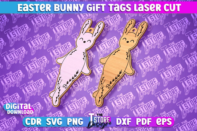 Easter Bunny Gift Tag Laser Cut Design | Easter Day Design | Gift Tag Design SVG The T Store Design 