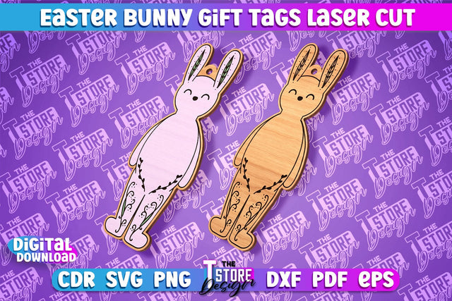 Easter Bunny Gift Tag Laser Cut Design | Easter Day Design | Gift Tag Design SVG The T Store Design 