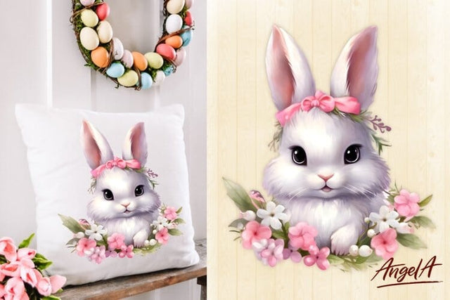 easter bunny girl face clipart Sublimation Angelina Semenova 