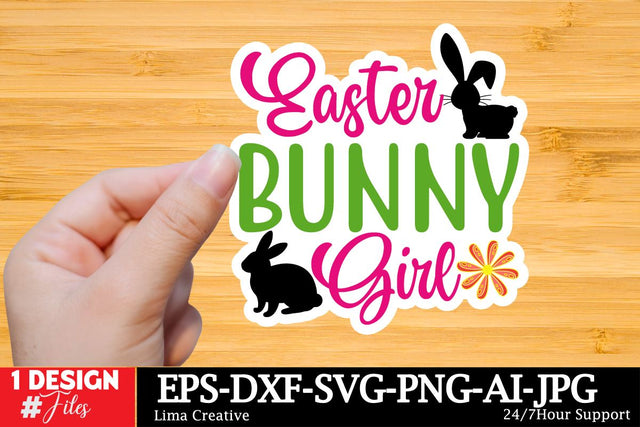 Easter Bunny Girl Sticker SVG Cut File, Happy Easter SVG Design, Easter SVG Bundle, Easter Sublimation PNG,Easter Sublimation Bundle, Easter GRaphic Illustration SVG Insomnia Std 