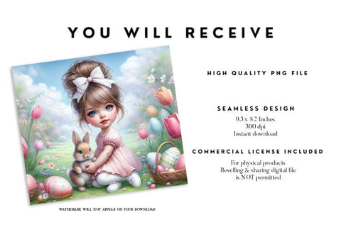 Easter Bunny Girl Tumbler Wrap PNG Sublimation BijouBay 