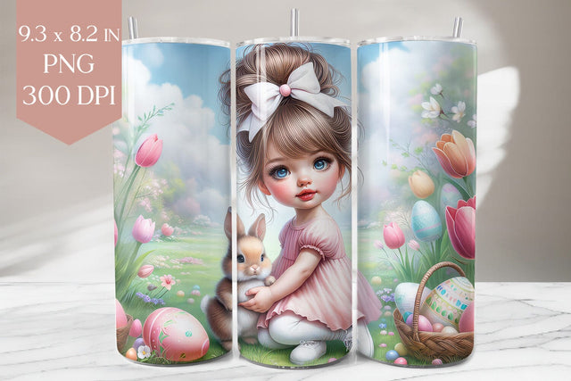 Easter Bunny Girl Tumbler Wrap PNG Sublimation BijouBay 