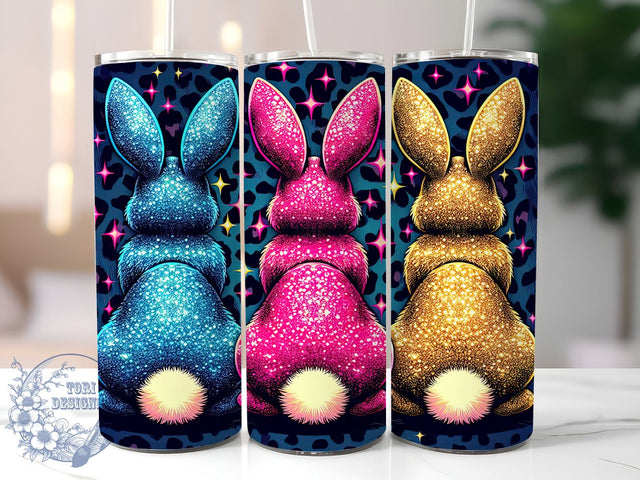 Easter Bunny, Glitter Leopard, 20oz Tumbler, Sublimation Design, Easter Gift, Spring Decor, Animal Print Tumbler Sublimation ToriDesigns 