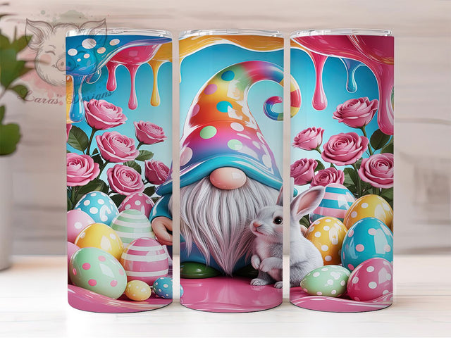 Easter Bunny Gnome 20oz Tumbler, Cute Gnome, 20oz Tumbler Wrap, Sublimation PNG, Holiday Cup Design, Spring Gift, Whimsical Bunny Gnome Sublimation Lara' s Designs 