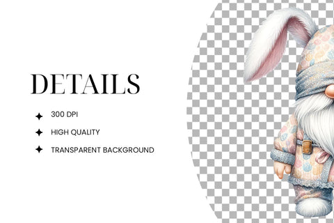 Easter Bunny Gnome Clipart - Whimsical Spring PNG Illustration Sublimation BijouBay 