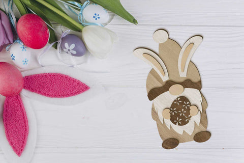 Easter Bunny Gnomes Set, Decorative Laser Cut Templates, Wood Cut and Paper Cut Files SVG LaserCutano 