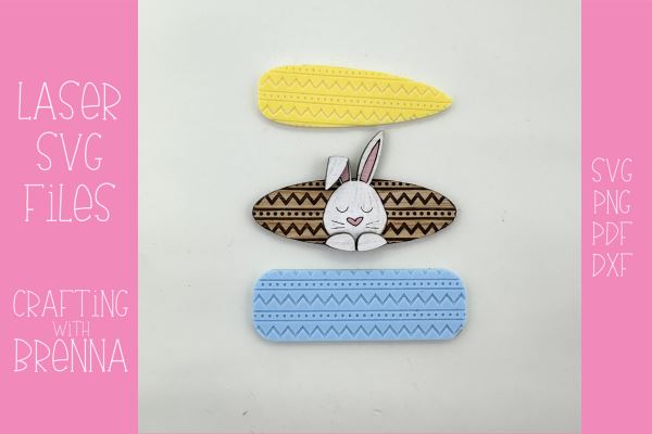 Easter Bunny Hair Clips Laser SVG File SVG Crafting With Brenna 