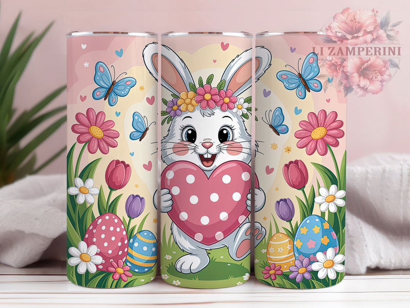 Easter Bunny Heart Tumbler, Stainless Steel Tumbler, Easter Bunny Wrap, Stylish 20oz Wrap, Sublimation Design, Trendy Gift Idea, Inspirational Easter Tumbler Sublimation Li Zamperini 
