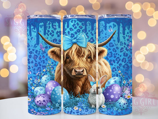 Easter Bunny Highland Cow 20oz Tumbler, Highland Cow Tumbler, Bunny Tumbler, Spring Tumbler, Pastel Tumbler, 20oz Sublimation Wrap, Farmhouse Tumbler Sublimation SvggirlplusArt 