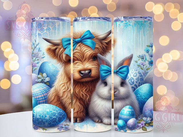 Easter Bunny Highland Cow 20oz Tumbler, Highland Cow Tumbler, Bunny Tumbler, Spring Tumbler, Pastel Tumbler, 20oz Sublimation Wrap, Farmhouse Tumbler Sublimation SvggirlplusArt 