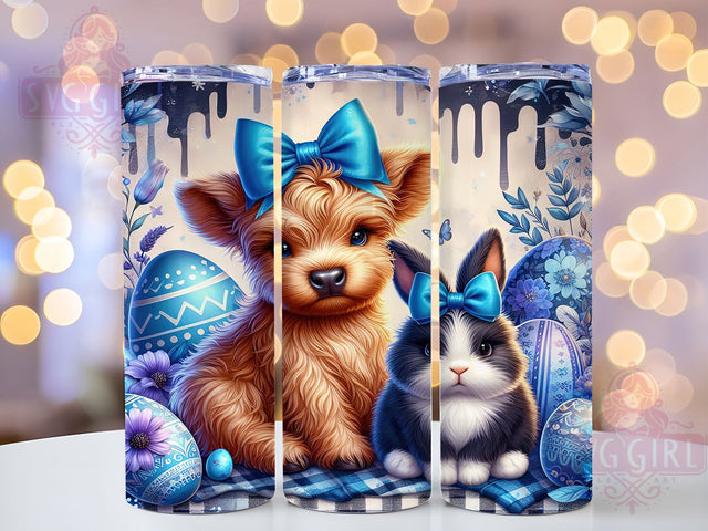 Easter Bunny Highland Cow 20oz Tumbler, Highland Cow Tumbler, Bunny Tumbler, Spring Tumbler, Pastel Tumbler, 20oz Sublimation Wrap, Farmhouse Tumbler Sublimation SvggirlplusArt 