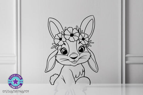 Easter Bunny Illustration Bundle, Bunny Art Vector Design, Bunnyn Line art SVG PNG SVG FiveStarCrafting 