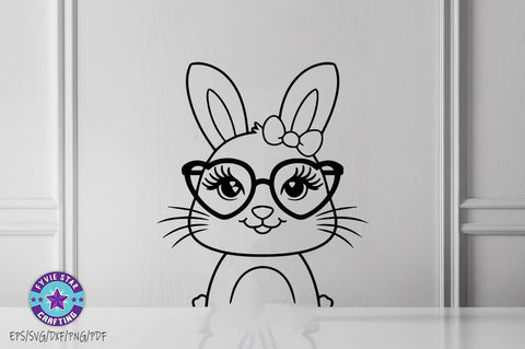 Easter Bunny Illustration Bundle, Bunny Art Vector Design, Bunnyn Line art SVG PNG SVG FiveStarCrafting 