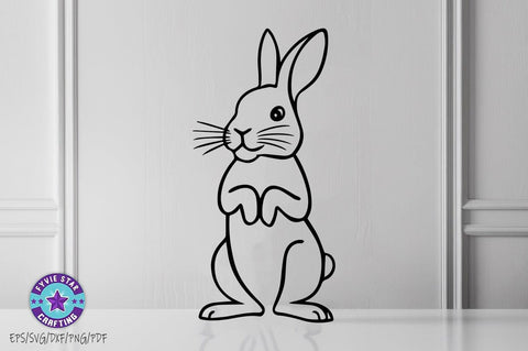 Easter Bunny Illustration Bundle, Bunny Art Vector Design, Bunnyn Line art SVG PNG SVG FiveStarCrafting 