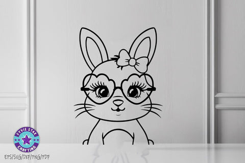 Easter Bunny Illustration Bundle, Bunny Art Vector Design, Bunnyn Line art SVG PNG SVG FiveStarCrafting 