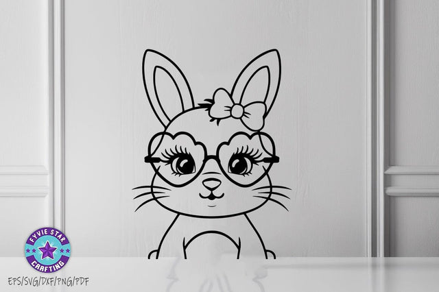 Easter Bunny Illustration, Bunny Art Vector Design, Bunnyn Line art SVG PNG SVG FiveStarCrafting 