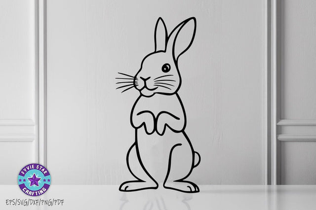 Easter Bunny Illustration, Bunny Art Vector Design, Bunnyn Line art SVG PNG SVG FiveStarCrafting 
