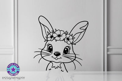 Easter Bunny Illustration, Bunny Art Vector Design, Bunnyn Line art SVG PNG SVG FiveStarCrafting 