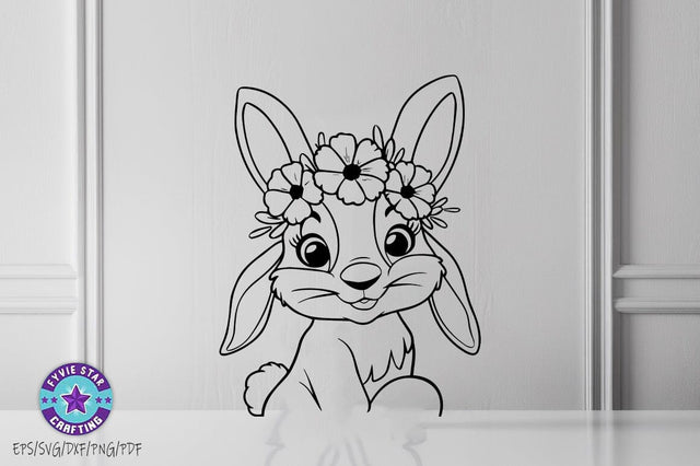 Easter Bunny Illustration, Bunny Art Vector Design, Bunnyn Line art SVG PNG SVG FiveStarCrafting 