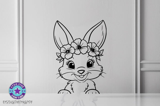 Easter Bunny Illustration, Bunny Art Vector Design, Bunnyn Line art SVG PNG SVG FiveStarCrafting 